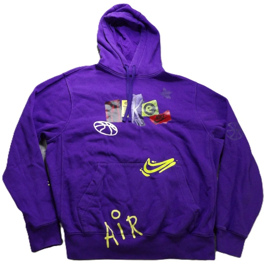 Nike Sportswear Ransom Note Hoodie Pullover Fleece Men L Court Purple Top Casual